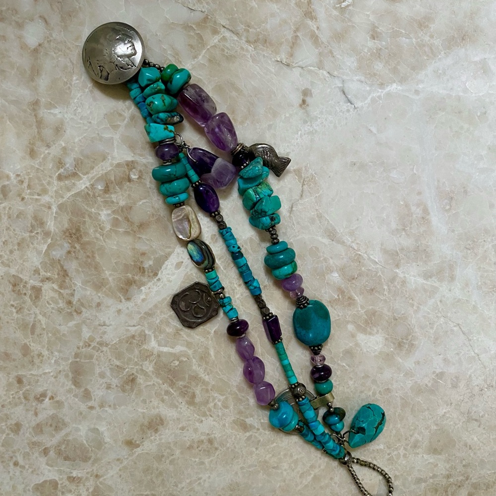 Alena Byrnes - Designer Bracelet, Turquoise Amethyst Gemstone